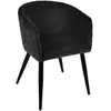 Image de Chaise fauteuil de table en velours noir et pieds en métal noir - atmosphera