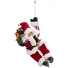 Image de Père Noël R Sur Corde 30cm En Velour - Feeric Lights & Christmas