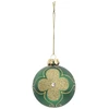 Image de Boule De Noël Maxi Fleur "soir" 8cm Vert & Or