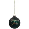 Image de Boule De Noël 80mm Jaune Paillette Vert En Verre - Feeric Lights & Christmas