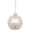Image de Boule De Noël Drapée Blanc En Verre 80mm - Feeric Lights & Christmas
