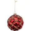 Image de Boule De Noël Capitons Rouge En Verre 100mm - Feeric Lights & Christmas
