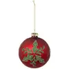 Image de Boule De Noël Houx Rouge Mat 100mm - Feeric Lights & Christmas