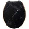 Image de Abattant WC - Assise Bois et Couvercle à Motifs - Tendance - Marbre Noir