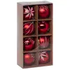 Image de Boules De Noël Colorama De Noël Lot De 8 En Plastique D8cm Rouge Blanc - Atmosphera