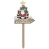 Image de Pancarte Père Noël En Bois Avec Cadeaux 60cm - Feeric Lights & Christmas