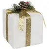 Image de Polyfoam Cadeau Blanc Et Doré 15cm - Feeric Lights & Christmas