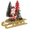 Image de Luge En Bois Xmas Doré Avec Père Noël Et Sapin 18cm - Feeric Lights & Christmas