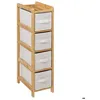 Image de Étagère fine avec 4 paniers Tidy box en bambou - 5 five simply smart