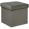 Image de Pouf Pliant Lilou En Velours 38x38cm Gris - Atmosphera
