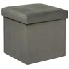 Image de Pouf pliant Lilou en velours 38x38cm gris - Atmosphera Créateur dintérieur