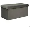 Image de Pouf pliant double Lilou en velours 76x38cm gris - Atmosphera Créateur dintérieur