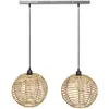 Image de Suspension 2 Lampes Rana En Métal Jonc De Mer D50cm - Atmosphera