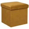 Image de Pouf pliant Lilou en velours 38x38cm jaune ocre - Atmosphera Créateur dintérieur