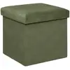 Image de Pouf Pliant Lilou En Velours 38x38cm Vert Kaki - Atmosphera