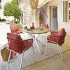 Image de Table de jardin Oriengo acacia & blanc 4 places en aluminium traité époxy - Hespéride