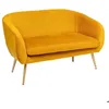 Image de Banquette 2 places Solaro en velours 124x74cm jaune ocre - Atmosphera Créateur dintérieur