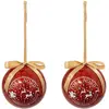 Image de Lot De 2 Boules De Noël Papier Imprimé "timbre" Rouge 60mm - Atmosphera Créateur D'intérieur