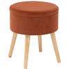 Image de Tabouret avec coffre en velours ambre et pieds en bois naturel h 43 cm - atmosphera
