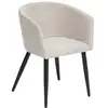 Image de Chaise fauteuil de table tissu façonné beige et pieds en métal noir - atmosphera
