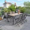 Image de Table de jardin Évasion effet bois honey graphite 6 places lates en aluminium - Hespéride - Gris graphite