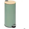 Image de 5Five - Poubelle cuisine 30 litres - Vert - Modern Color - Couvercle en bambou - Seau amovible et Poignée arrière