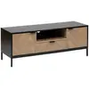 Image de Meuble Tv Chevrons 3 Portes Effet Bois Et Noir 120x40cm - 5five