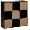 Image de Étagère Mixndoor 9 cases effet bois et noir 1005x32cm - 5 five simply smart