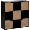 Image de Étagère mix'n'door 9 cases effet bois et noir 100,5x32cm CHEVRONS