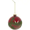 Image de Boule Verre Décor Branches D.9cm Rouge - Feeric Lights & Christmas