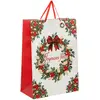 Image de Sac Cadeau Imprimé Couronne De Noël Dream Taille Jumbo Rouge Et Blanc - Atmosphera Créateur D'intérieur