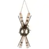 Image de Suspension De Sapin Couronne Et Paire De Skis En Bois 26 Cm - Feeric Lights & Christmas
