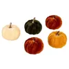 Image de 5 CITROUILLES DÉCORATIVES PS VELOURS 7.3X7.2X6.5CM