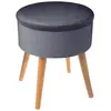 Image de Tabouret Coffre Tess Velours Gris Ardoise - Atmosphera