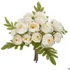 Image de Bouquet de 18 mini camélias artificiels blanc H30cm - Atmosphera Créateur dintérieur