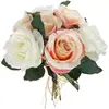 Image de Bouquet Rose De 7 Roses Vieillies Artificielles Blanc Et Rose H30cm - Atmosphera