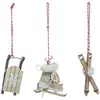 Image de Lot De 3 Sujets Habits De Noël Et Accessoires Bois Rouge - Feeric Lights & Christmas