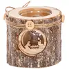 Image de Photophore Rondin Bois Et Verre Assorti - Feeric Lights & Christmas
