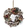 Image de Couronne Pomme De Pin Et Personnage 19cm Bois - Feeric Lights & Christmas