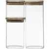 Image de 3 Bocaux Verre Empilables Hermet Couvercle Bois - 5five