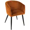 Image de Chaise fauteuil de table en velours ambre et pieds en métal noir - atmosphera