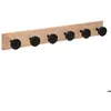 Image de Patère en bois 6 têtes - Noir