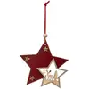 Image de Sujet De Noël Bois Étoile Bordeaux Doré 12 Cm - Feeric Lights & Christmas
