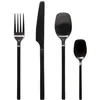 Image de Secret de Gourmet - Ménagère Modern Wood en Acier inoxydable - 24 pièces - Noir Mat