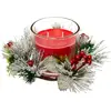 Image de Bougie Centre De Table Petit Modèle Rouge Feuilles 210 G - Feeric Lights & Christmas