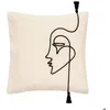 Image de Housse de coussin Visage blanc ivoire 40x40cm - Atmosphera createur dinterieur
