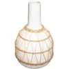 Image de Vase Lenka En Céramique Et Rotin Blanc H28.5cm - Atmosphera