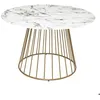 Image de Table à manger ronde RAYO - Plateau effet marbre et pieds dorés - D.120cm 4 places - Atmosphera