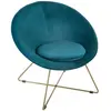 Image de Fauteuil Evan Velours Bleu Canard - Atmosphera