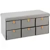 Image de Pouf Pliant Double Suède Gris 6 Tiroirs - Atmosphera